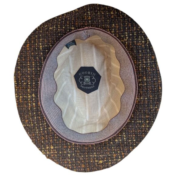 Goorin Bros Brown Wool Blend Tweed Fedora Hat One Size NWT - Picture 7 of 8